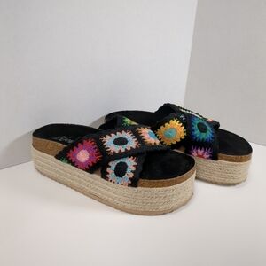 Toya-2 Women's Colorful Crochet Platform Sandals , Size 10